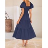 image:imageZESICA Womens Summer Casual Cutout Flowy Vacation Maxi Dress  Short Puff Sleeve A Line Smocked Dress Beach Party Dresses Spring Summer Wedding Guest Long DressNavy