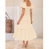 image:imageZESICA Womens Summer Casual Cutout Flowy Vacation Maxi Dress  Short Puff Sleeve A Line Smocked Dress Beach Party Dresses Spring Summer Wedding Guest Long DressApricot