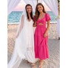 image:imageZESICA Womens Summer Casual Cutout Flowy Vacation Maxi Dress  Short Puff Sleeve A Line Smocked Dress Beach Party Dresses Spring Summer Wedding Guest Long DressRose
