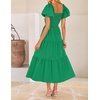 image:imageZESICA Womens Summer Casual Cutout Flowy Vacation Maxi Dress  Short Puff Sleeve A Line Smocked Dress Beach Party Dresses Spring Summer Wedding Guest Long DressGreen