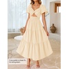 image:imageZESICA Womens Summer Casual Cutout Flowy Vacation Maxi Dress  Short Puff Sleeve A Line Smocked Dress Beach Party Dresses Spring Summer Wedding Guest Long DressApricot
