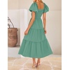 image:imageZESICA Womens Summer Casual Cutout Flowy Vacation Maxi Dress  Short Puff Sleeve A Line Smocked Dress Beach Party Dresses Spring Summer Wedding Guest Long DressSage