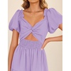 image:imageZESICA Womens Summer Casual Cutout Flowy Vacation Maxi Dress  Short Puff Sleeve A Line Smocked Dress Beach Party Dresses Spring Summer Wedding Guest Long DressPurple