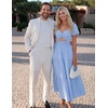 image:imageZESICA Womens Summer Casual Cutout Flowy Vacation Maxi Dress  Short Puff Sleeve A Line Smocked Dress Beach Party Dresses Spring Summer Wedding Guest Long DressLight Blue
