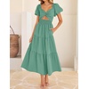 image:imageZESICA Womens Summer Casual Cutout Flowy Vacation Maxi Dress  Short Puff Sleeve A Line Smocked Dress Beach Party Dresses Spring Summer Wedding Guest Long DressSage