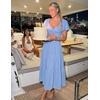 image:imageZESICA Womens Summer Casual Cutout Flowy Vacation Maxi Dress  Short Puff Sleeve A Line Smocked Dress Beach Party Dresses Spring Summer Wedding Guest Long DressLight Blue