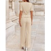 image:imageZESICA Womens Two Pieces Suits Set Business Casual Outfits  Short Sleeve Blazer Wide Leg Pants Dressy Pants Suits 2026 Summer 2 Piece Sets Trendy Office Work Travel OutfitsApricot