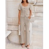 image:imageZESICA Womens Two Pieces Suits Set Business Casual Outfits  Short Sleeve Blazer Wide Leg Pants Dressy Pants Suits 2026 Summer 2 Piece Sets Trendy Office Work Travel OutfitsGrey Khaki
