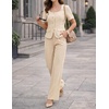 image:imageZESICA Womens Two Pieces Suits Set Business Casual Outfits  Short Sleeve Blazer Wide Leg Pants Dressy Pants Suits 2026 Summer 2 Piece Sets Trendy Office Work Travel OutfitsApricot