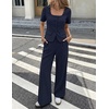 image:imageZESICA Womens Two Pieces Suits Set Business Casual Outfits  Short Sleeve Blazer Wide Leg Pants Dressy Pants Suits 2026 Summer 2 Piece Sets Trendy Office Work Travel OutfitsNavy