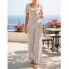 image:imageZESICA Womens Two Pieces Suits Set Business Casual Outfits  Short Sleeve Blazer Wide Leg Pants Dressy Pants Suits 2026 Summer 2 Piece Sets Trendy Office Work Travel OutfitsGrey Khaki