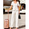 image:imageZESICA Womens Two Pieces Suits Set Business Casual Outfits  Short Sleeve Blazer Wide Leg Pants Dressy Pants Suits 2026 Summer 2 Piece Sets Trendy Office Work Travel OutfitsWhite
