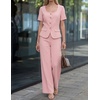 image:imageZESICA Womens Two Pieces Suits Set Business Casual Outfits  Short Sleeve Blazer Wide Leg Pants Dressy Pants Suits 2026 Summer 2 Piece Sets Trendy Office Work Travel OutfitsLight Pink