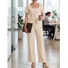 image:imageZESICA Womens Two Pieces Suits Set Business Casual Outfits  Short Sleeve Blazer Wide Leg Pants Dressy Pants Suits 2026 Summer 2 Piece Sets Trendy Office Work Travel OutfitsApricot