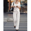image:imageZESICA Womens Two Pieces Suits Set Business Casual Outfits  Short Sleeve Blazer Wide Leg Pants Dressy Pants Suits 2026 Summer 2 Piece Sets Trendy Office Work Travel OutfitsWhite