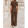 image:imageZESICA Womens Two Pieces Suits Set Business Casual Outfits  Short Sleeve Blazer Wide Leg Pants Dressy Pants Suits 2026 Summer 2 Piece Sets Trendy Office Work Travel OutfitsBrown