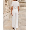 image:imageZESICA Womens Two Pieces Suits Set Business Casual Outfits  Short Sleeve Blazer Wide Leg Pants Dressy Pants Suits 2026 Summer 2 Piece Sets Trendy Office Work Travel OutfitsWhite