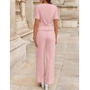 image:imageZESICA Womens Two Pieces Suits Set Business Casual Outfits  Short Sleeve Blazer Wide Leg Pants Dressy Pants Suits 2026 Summer 2 Piece Sets Trendy Office Work Travel OutfitsLight Pink