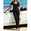 image:imageZESICA Womens Two Pieces Suits Set Business Casual Outfits  Short Sleeve Blazer Wide Leg Pants Dressy Pants Suits 2026 Summer 2 Piece Sets Trendy Office Work Travel OutfitsBlack