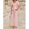 image:imageZESICA Womens Two Pieces Suits Set Business Casual Outfits  Short Sleeve Blazer Wide Leg Pants Dressy Pants Suits 2026 Summer 2 Piece Sets Trendy Office Work Travel OutfitsLight Pink