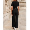 image:imageZESICA Womens Two Pieces Suits Set Business Casual Outfits  Short Sleeve Blazer Wide Leg Pants Dressy Pants Suits 2026 Summer 2 Piece Sets Trendy Office Work Travel OutfitsBlack
