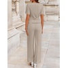 image:imageZESICA Womens Two Pieces Suits Set Business Casual Outfits  Short Sleeve Blazer Wide Leg Pants Dressy Pants Suits 2026 Summer 2 Piece Sets Trendy Office Work Travel OutfitsGrey Khaki