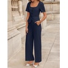 image:imageZESICA Womens Two Pieces Suits Set Business Casual Outfits  Short Sleeve Blazer Wide Leg Pants Dressy Pants Suits 2026 Summer 2 Piece Sets Trendy Office Work Travel OutfitsNavy