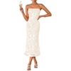 image:imageZESICA 2026 Summer Strapless Floral Cocktail Wedding Guest Dress for Women  Formal Bodycon Mesh Tube Midi Dresses Elegant Bridal Shower Bridesmaid Birthday Holiday Dinner Party Fashion Evening GownApricot