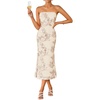 image:imageZESICA 2026 Summer Strapless Floral Cocktail Wedding Guest Dress for Women  Formal Bodycon Mesh Tube Midi Dresses Elegant Bridal Shower Bridesmaid Birthday Holiday Dinner Party Fashion Evening GownAlmond