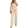 image:imageZESICA Womens Two Pieces Suits Set Business Casual Outfits  Short Sleeve Blazer Wide Leg Pants Dressy Pants Suits 2026 Summer 2 Piece Sets Trendy Office Work Travel OutfitsApricot