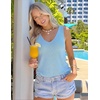image:imageZESICA Womens Summer Knit Vest Tops Wool Blend Sweaters  Sleeveless TopsGoing Out TopsTrendy VestsCasual V Neck Tank TopTrendy OutfitsBusiness Casual TopsWork Office VestsBlue