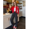 image:imageZESICA Womens Wide Leg Striped Business Work Palazzo Pants  High Waist Button Down Side Pockets 2026 Straight Long Pant Dressy Office Slacks Work Trousers Early Fall FashionBlack