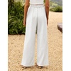 image:imageZESICA Womens Wide Leg Striped Business Work Palazzo Pants  High Waist Button Down Side Pockets 2026 Straight Long Pant Dressy Office Slacks Work Trousers Early Fall FashionWhite