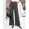 image:imageZESICA Womens Wide Leg Striped Business Work Palazzo Pants  High Waist Button Down Side Pockets 2026 Straight Long Pant Dressy Office Slacks Work Trousers Early Fall FashionGrey