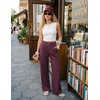 image:imageZESICA Womens Wide Leg Striped Business Work Palazzo Pants  High Waist Button Down Side Pockets 2026 Straight Long Pant Dressy Office Slacks Work Trousers Early Fall FashionWine