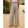 image:imageZESICA Womens Wide Leg Striped Business Work Palazzo Pants  High Waist Button Down Side Pockets 2026 Straight Long Pant Dressy Office Slacks Work Trousers Early Fall FashionKhaki