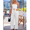 image:imageZESICA Womens Wide Leg Striped Business Work Palazzo Pants  High Waist Button Down Side Pockets 2026 Straight Long Pant Dressy Office Slacks Work Trousers Early Fall FashionWhite