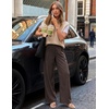image:imageZESICA Womens Wide Leg Striped Business Work Palazzo Pants  High Waist Button Down Side Pockets 2026 Straight Long Pant Dressy Office Slacks Work Trousers Early Fall FashionCoffee