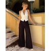 image:imageZESICA Womens Wide Leg Striped Business Work Palazzo Pants  High Waist Button Down Side Pockets 2026 Straight Long Pant Dressy Office Slacks Work Trousers Early Fall FashionBlackred
