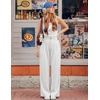 image:imageZESICA Womens Wide Leg Striped Business Work Palazzo Pants  High Waist Button Down Side Pockets 2026 Straight Long Pant Dressy Office Slacks Work Trousers Early Fall FashionWhite