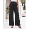 image:imageZESICA Womens Wide Leg Striped Business Work Palazzo Pants  High Waist Button Down Side Pockets 2026 Straight Long Pant Dressy Office Slacks Work Trousers Early Fall FashionBlack
