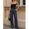 image:imageZESICA Womens Wide Leg Striped Business Work Palazzo Pants  High Waist Button Down Side Pockets 2026 Straight Long Pant Dressy Office Slacks Work Trousers Early Fall FashionNavy