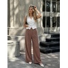 image:imageZESICA Womens Wide Leg Striped Business Work Palazzo Pants  High Waist Button Down Side Pockets 2026 Straight Long Pant Dressy Office Slacks Work Trousers Early Fall FashionBrown