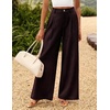 image:imageZESICA Womens Wide Leg Striped Business Work Palazzo Pants  High Waist Button Down Side Pockets 2026 Straight Long Pant Dressy Office Slacks Work Trousers Early Fall FashionBlackred
