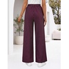 image:imageZESICA Womens Wide Leg Striped Business Work Palazzo Pants  High Waist Button Down Side Pockets 2026 Straight Long Pant Dressy Office Slacks Work Trousers Early Fall FashionWine