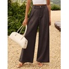 image:imageZESICA Womens Wide Leg Striped Business Work Palazzo Pants  High Waist Button Down Side Pockets 2026 Straight Long Pant Dressy Office Slacks Work Trousers Early Fall FashionCoffee