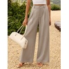 image:imageZESICA Womens Wide Leg Striped Business Work Palazzo Pants  High Waist Button Down Side Pockets 2026 Straight Long Pant Dressy Office Slacks Work Trousers Early Fall FashionKhaki