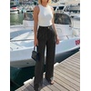 image:imageZESICA Womens Wide Leg Striped Business Work Palazzo Pants  High Waist Button Down Side Pockets 2026 Straight Long Pant Dressy Office Slacks Work Trousers Early Fall FashionBlack