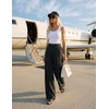 image:imageZESICA Womens Wide Leg Striped Business Work Palazzo Pants  High Waist Button Down Side Pockets 2026 Straight Long Pant Dressy Office Slacks Work Trousers Early Fall FashionBlack