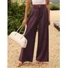 image:imageZESICA Womens Wide Leg Striped Business Work Palazzo Pants  High Waist Button Down Side Pockets 2026 Straight Long Pant Dressy Office Slacks Work Trousers Early Fall FashionRedbrown